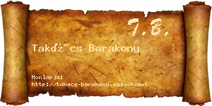 Takács Barakony névjegykártya